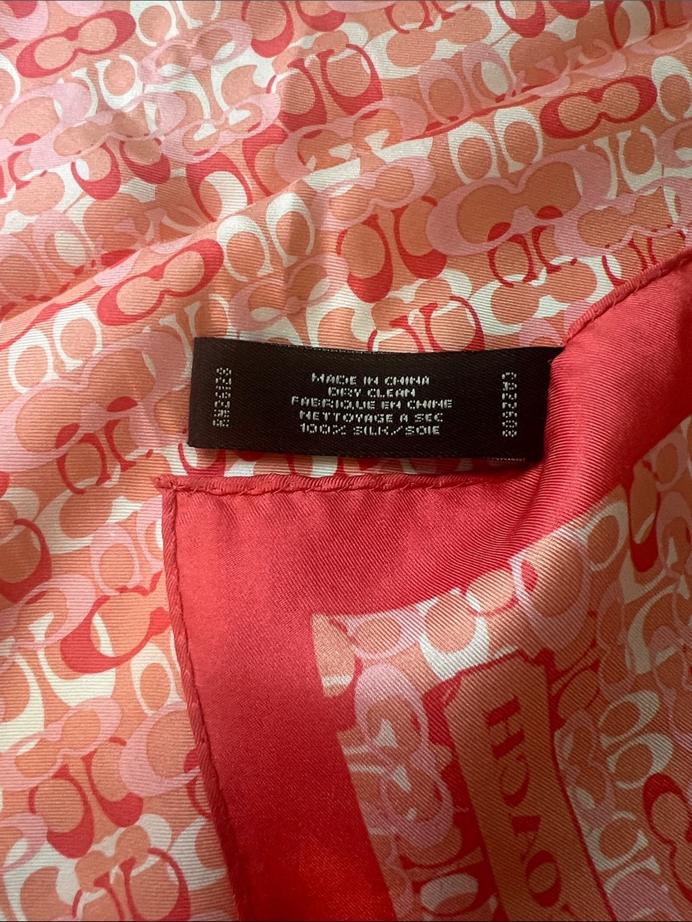 Vintage Coach Pink Signature Silk Scarf - Picture 4 of 7